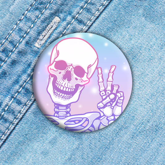 Pink Skeleton Peace 1.5" Button/Magnet