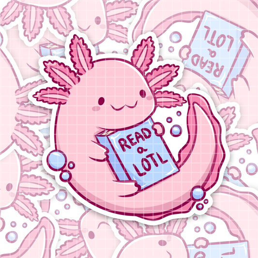 Readalotl - Cute Axolotl Bookish Sticker/Magnet
